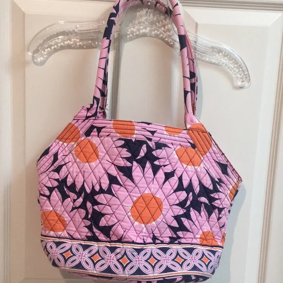 Vera Bradley Pink and Orange & Navy Shoulder Bag with Floral Design - Picture 1 of 10